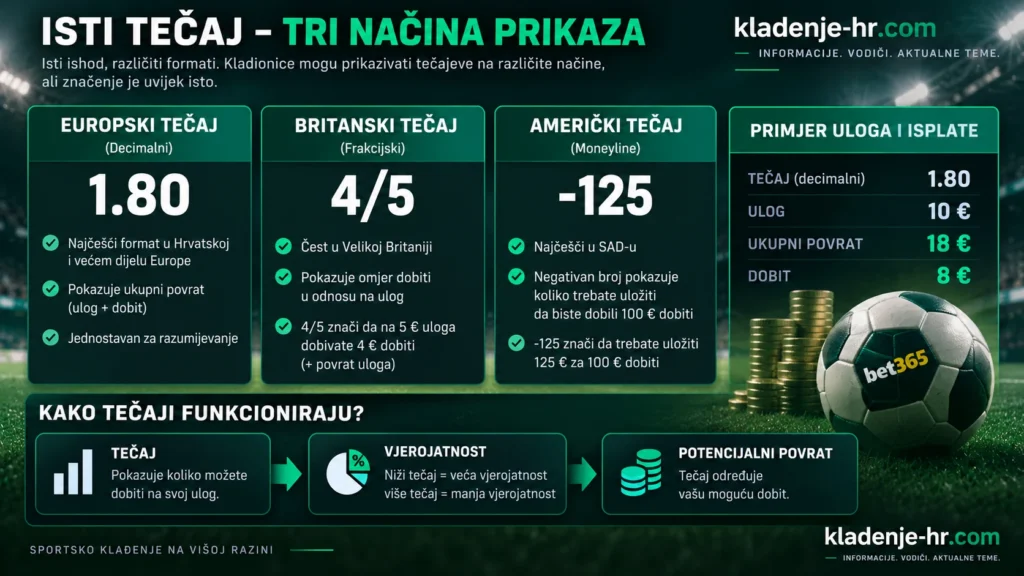 Europski, britanski i američki kladioničarski tečajevi – usporedba načina prikaza